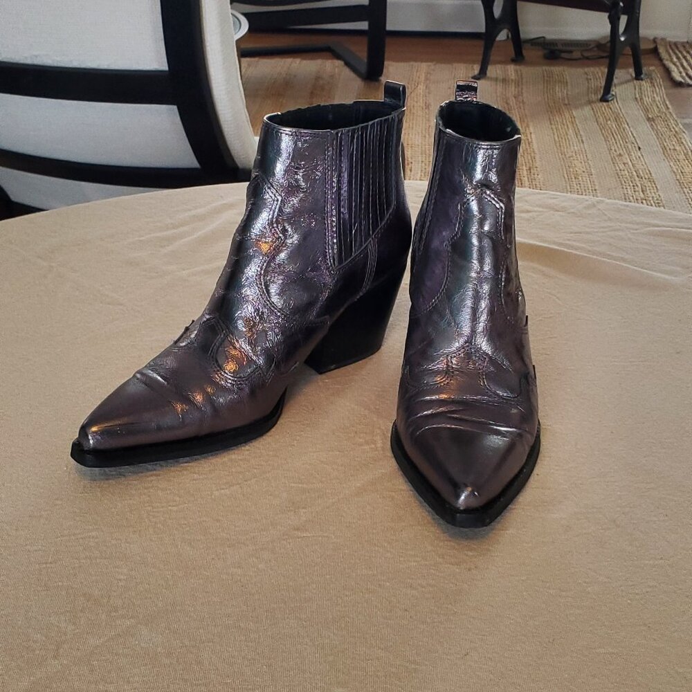 Sam Edelman Winona Western Ankle Boot,  Pewter, size 7.5